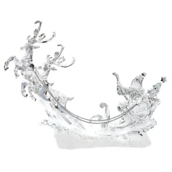 Acrylic Reindeer Sleigh With Lighting, 24Cm