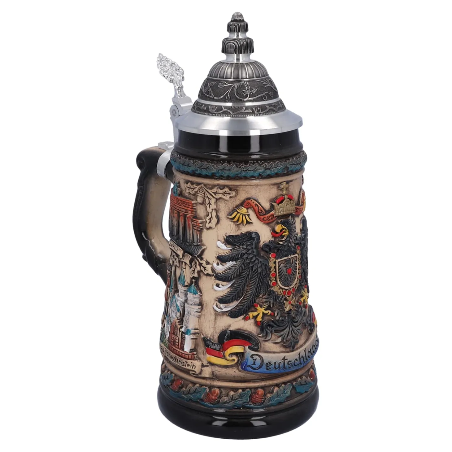 Beer Stein With Tin Lid "Germany", Colored-Brown, 0.5L