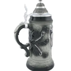 Beer Stein With Tin Lid "Picture Of Rothenburg", Grey, 0,5L