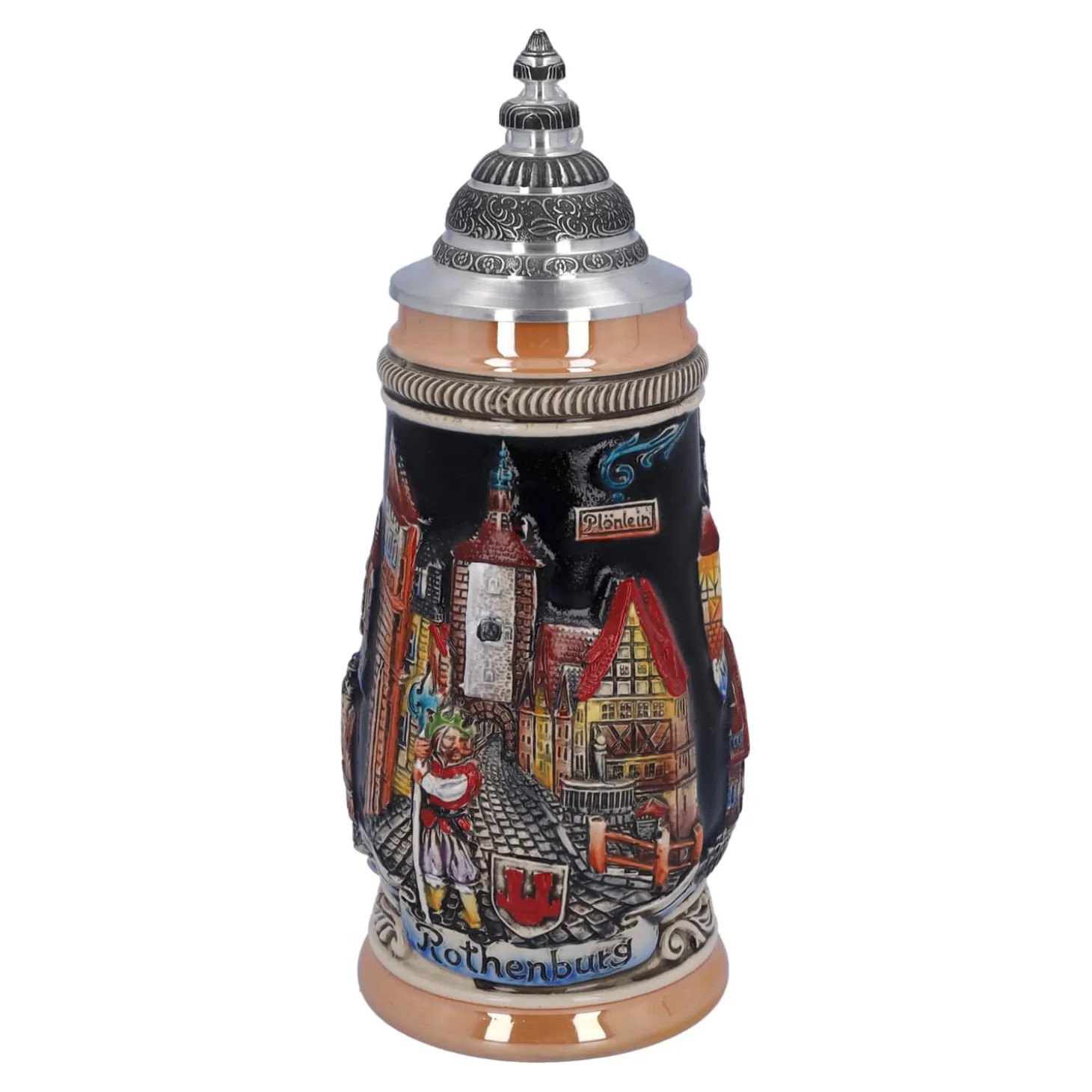Beer Stein With Tin Lid "Rothenburg", Black, 0.25L
