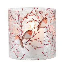 Candle Holder "Robin Family", 15 Cm