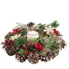 Candle Holder With Red Fruits And Pine Cones