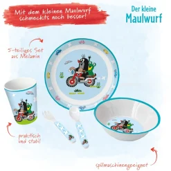 Children Tableware Set "The Little Mole" On Motorcycle