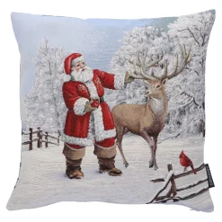 Cushion Cover "Santa Claus With Deer"