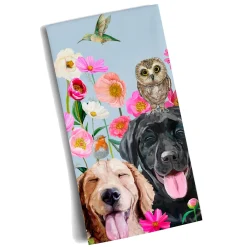 Dogs And Birds Tea Towel