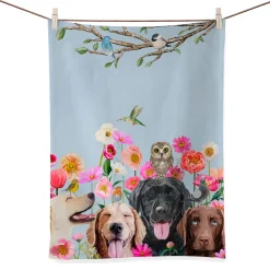 Dogs And Birds Tea Towel