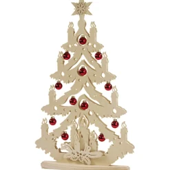 Double Schwibbogen "Tree With Glass Baubles", 115V With Usb A Port