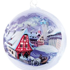 Glass Bauble "Alte Schmiede", Wintertime In Rothenburg, 10Cm