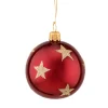 Glass Bauble Bordeaux With Golden Stars, 6 Cm