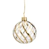 Glass Bauble Clear With Gold-White Net Pattern, 6 Cm