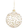 Glass Bauble Clear With Golden Squiggles, 6 Cm