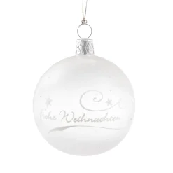 Glass Bauble "Frohe Weihnachten", 6 Cm