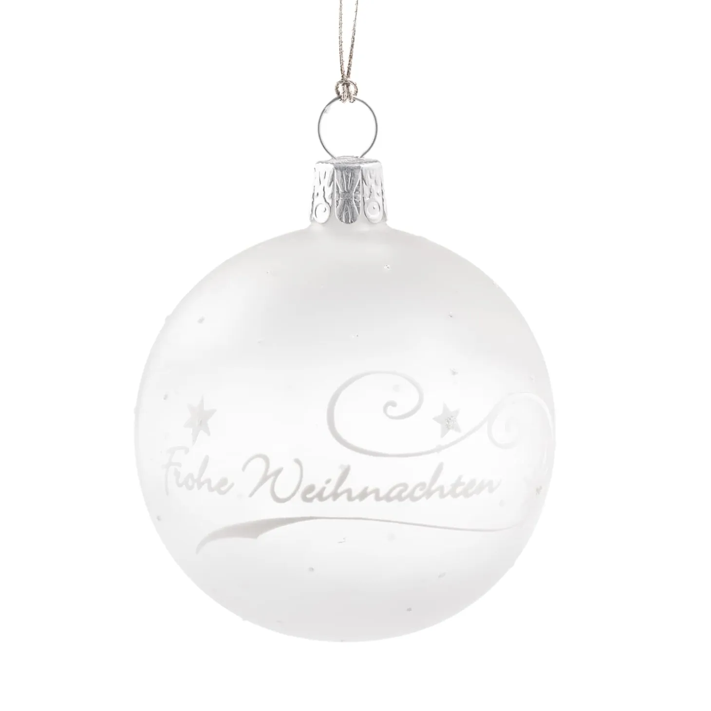 Glass Bauble "Frohe Weihnachten", 6 Cm