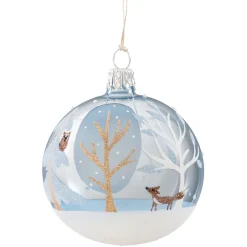Glass Bauble Light Blue "Winter Forest", 7 Cm