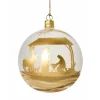 Glass Bauble Matt White With Nativity Motive, 10Cm