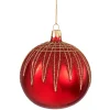 Glass Bauble Red With Glitter Roof, 10 Cm