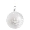 Glass Bauble White Matt "Christmas Village", 7 Cm