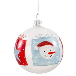 Glass Bauble White "Winter Fun", 7 Cm