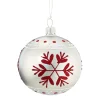 Glass Bauble White With Red Flakes, 3.15 Inch