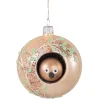 Glass Bauble With A Bird Peeking Out, 8 Cm