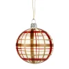Glass Bauble With Check Pattern White Matt, 8Cm