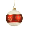 Glass Bauble With Snowflakes, 8Cm