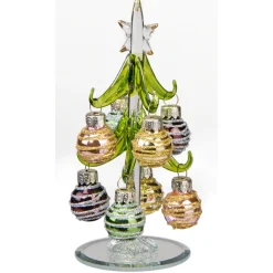 Green Glass Tree With Golden Baubles