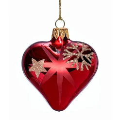 Heart Red With Golden Stars And Flakes