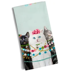 Holiday - Festive Cat Trio Bright Tea Towel