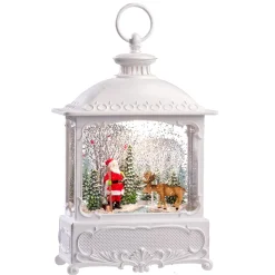 Led Snow Lantern "Santa With Moose"