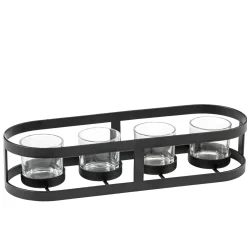 Metal Tealight Holder Oval, Black