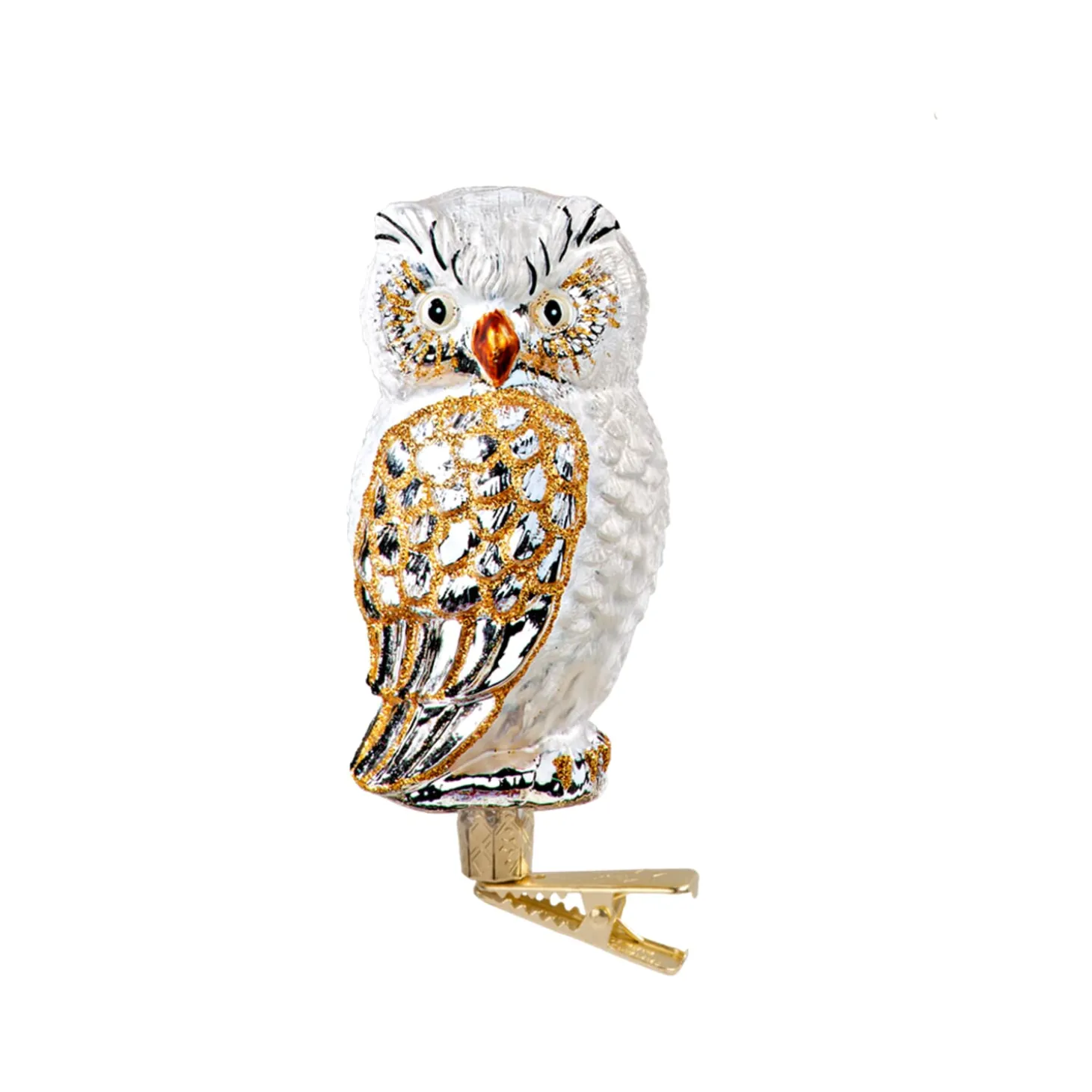 Owl White-Gold On Clip