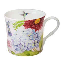 Porcelain Cup Flowers And Hummingbirds