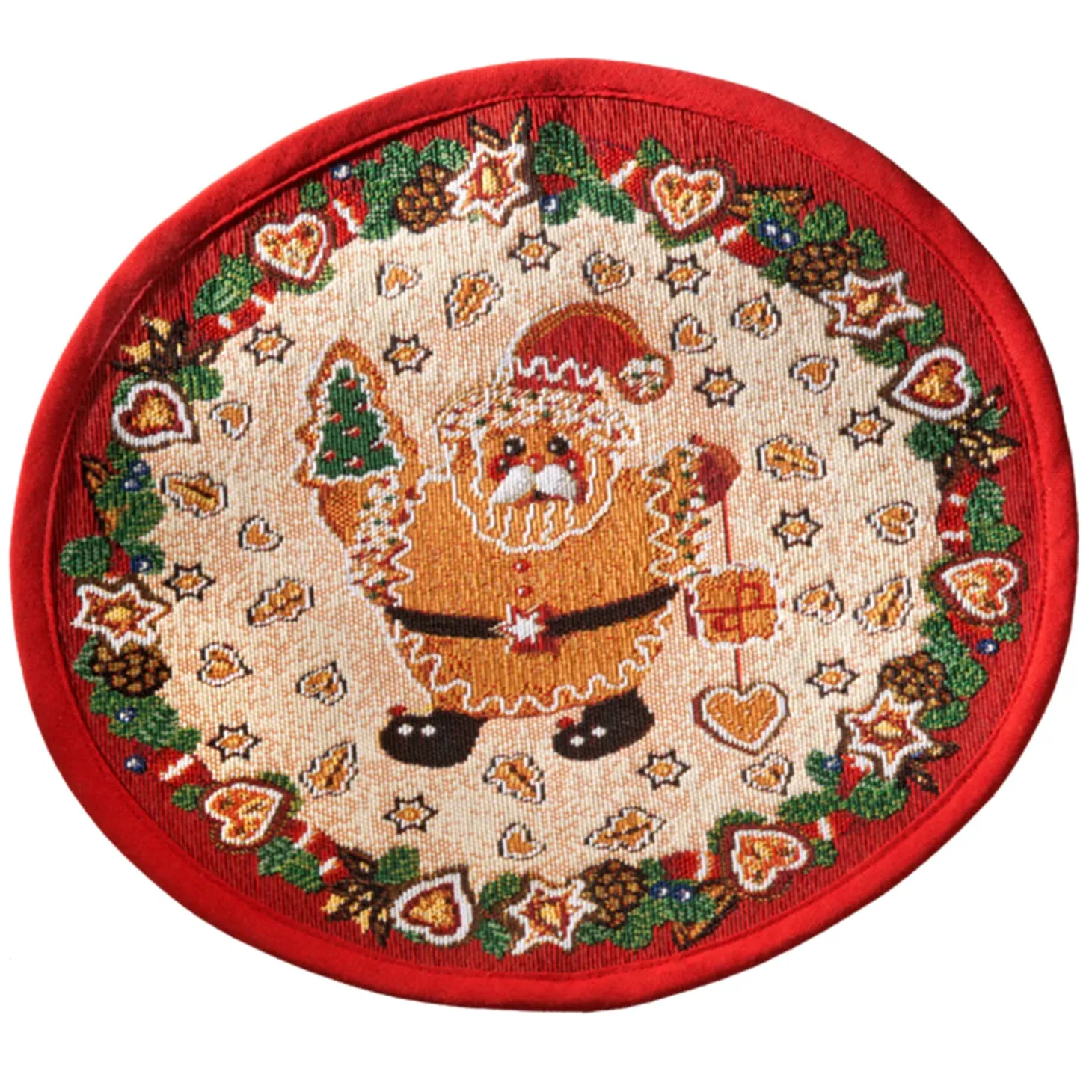 Tablecloth "Gingerbread" With Santa R 12.6 Inch