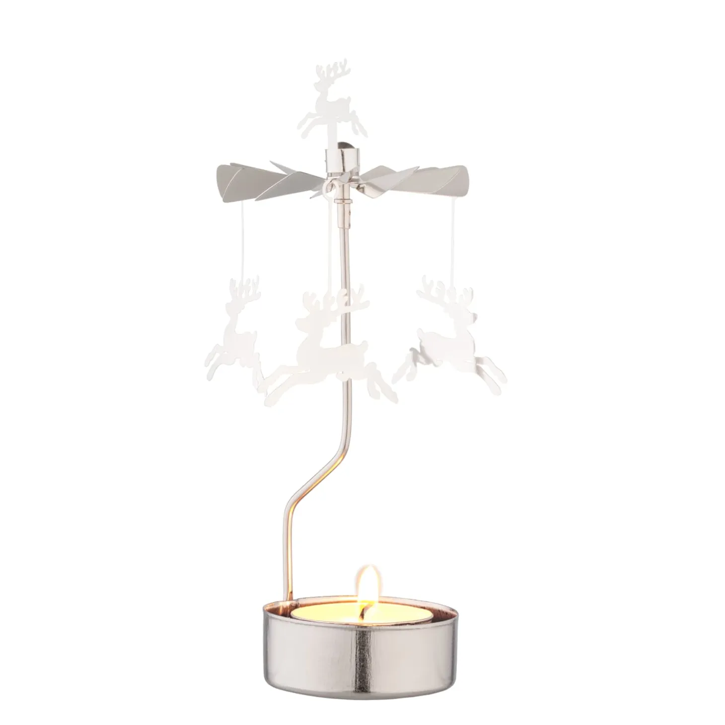 Tealight Carousel "Reindeers", Silver