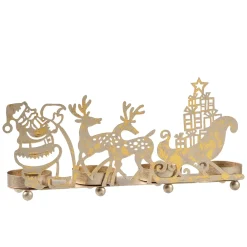 Tealight Holder "Reindeer Sleigh", Gold