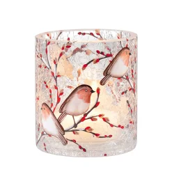 Tealight Holder "Robin Family", 10 Cm