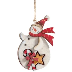Wooden Snowman With Candy Cane
