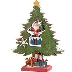 Wooden Tree With Santa Ornament